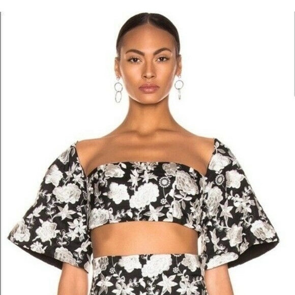 Alexis Tops - Alexis Tiras Reece Black and White Floral Crop